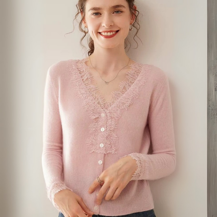 Women's Button-Front Lace Cardigan Stylish Layering