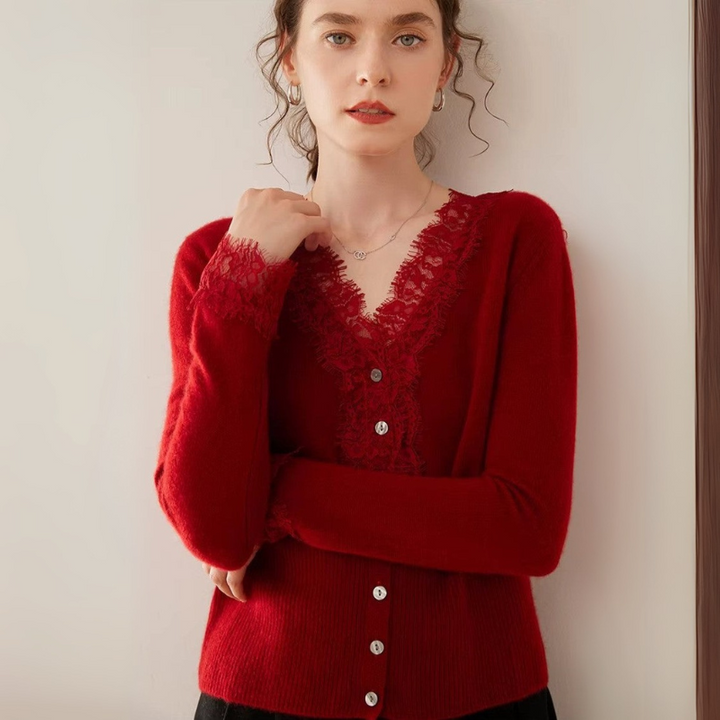 Women's Button-Front Lace Cardigan Stylish Layering