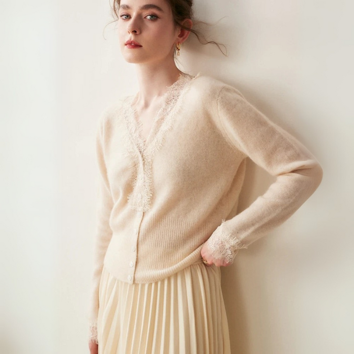 Women's Button-Front Lace Cardigan Stylish Layering