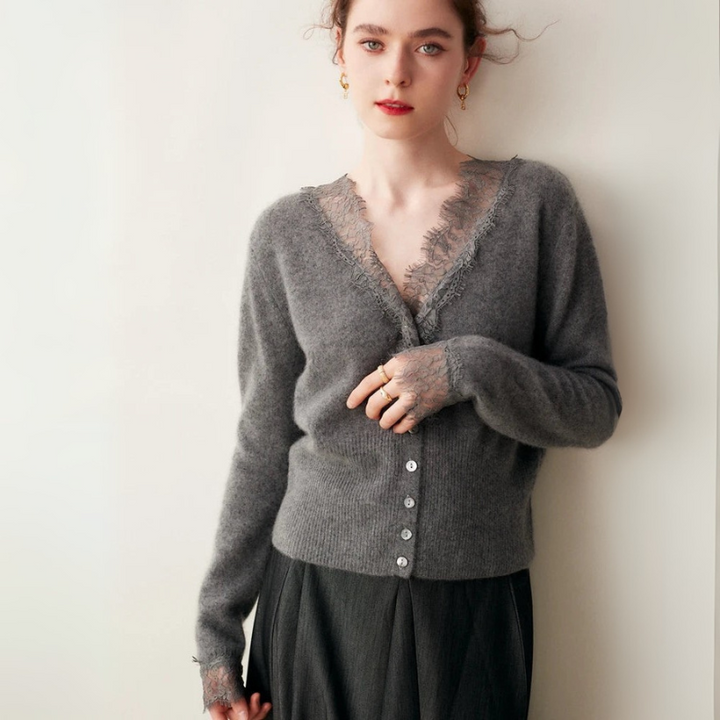 Women's Button-Front Lace Cardigan Stylish Layering