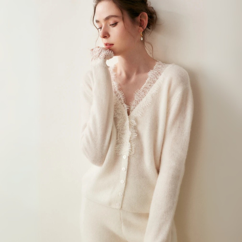 Women's Button-Front Lace Cardigan Stylish Layering