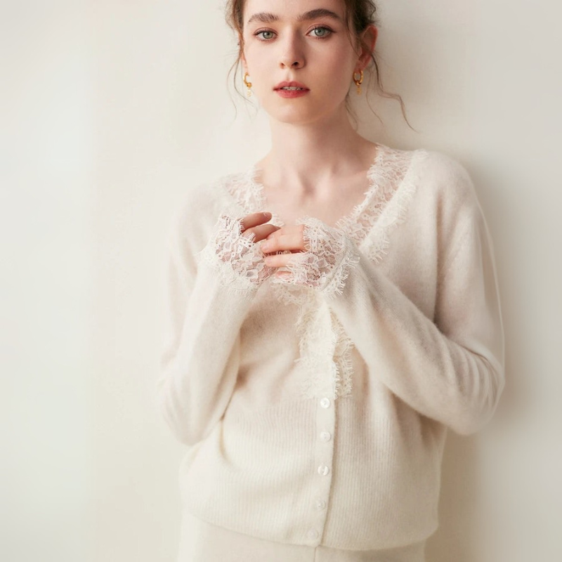 Women's Button-Front Lace Cardigan Stylish Layering