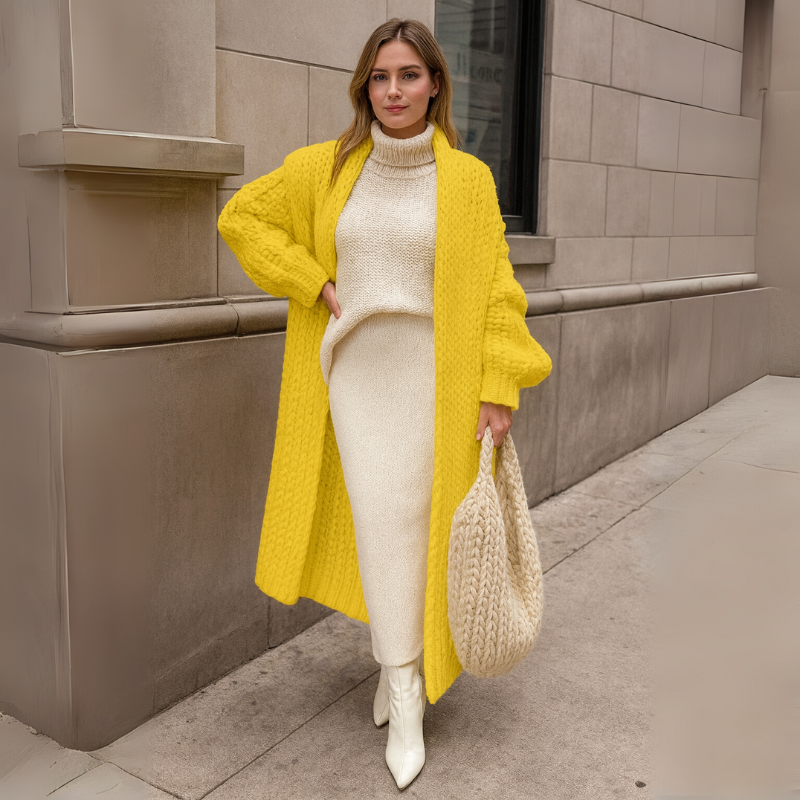 Women's Cardigan Long Cable Knit Floor-Length Style