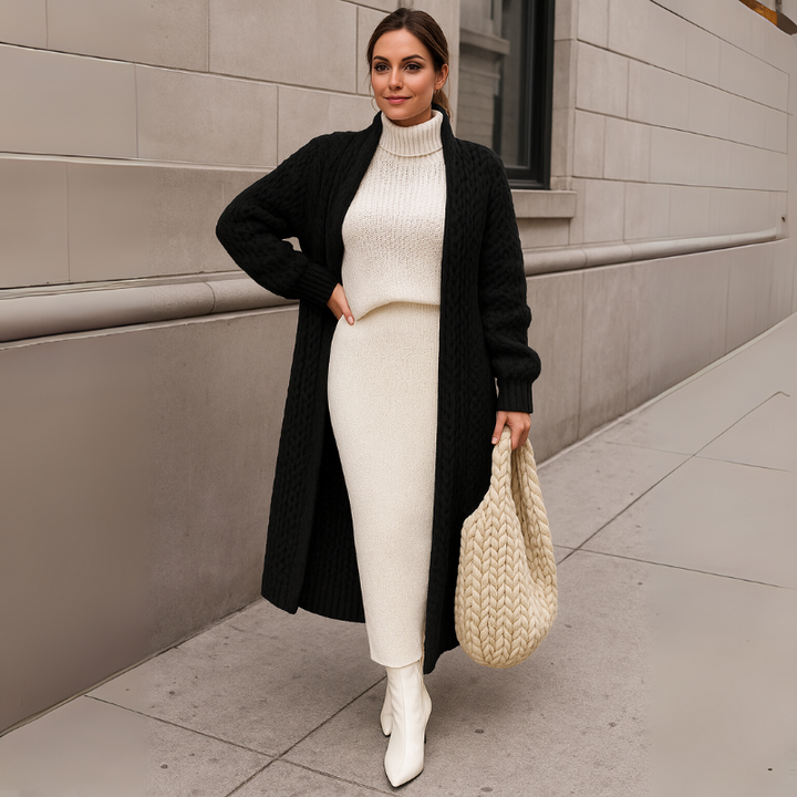 Women's Cardigan Long Cable Knit Floor-Length Style