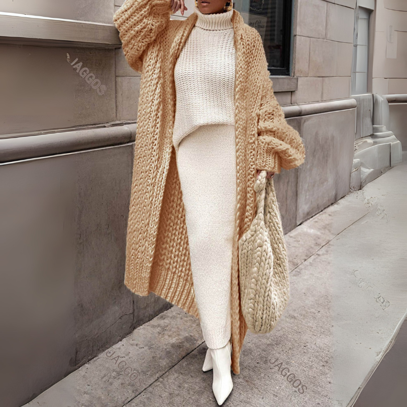 Women's Cardigan Long Cable Knit Floor-Length Style