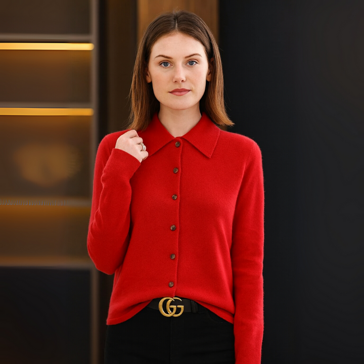 Women's Cardigan Sweater Button-Front with Classic Lapel