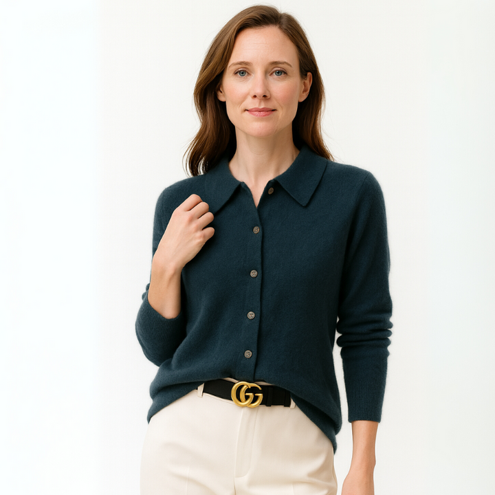 Women's Cardigan Sweater Button-Front with Classic Lapel