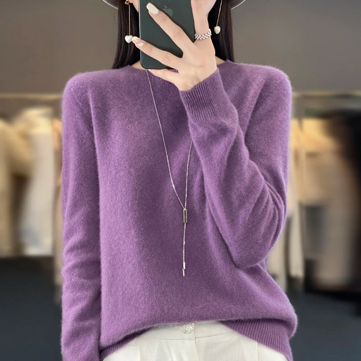 Women's Cashmere Sweater Classic Round Neck Design