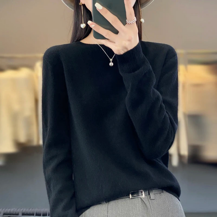 Women's Cashmere Sweater Classic Round Neck Design