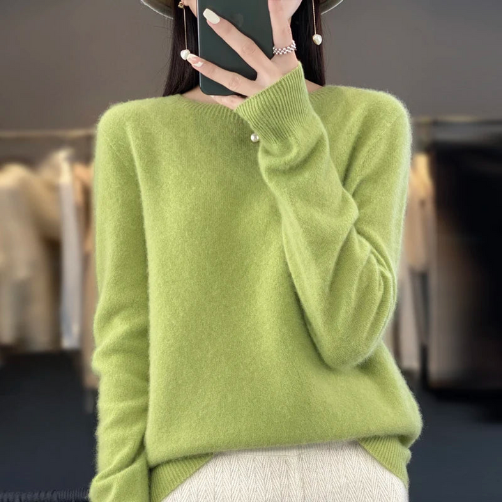 Women's Cashmere Sweater Classic Round Neck Design