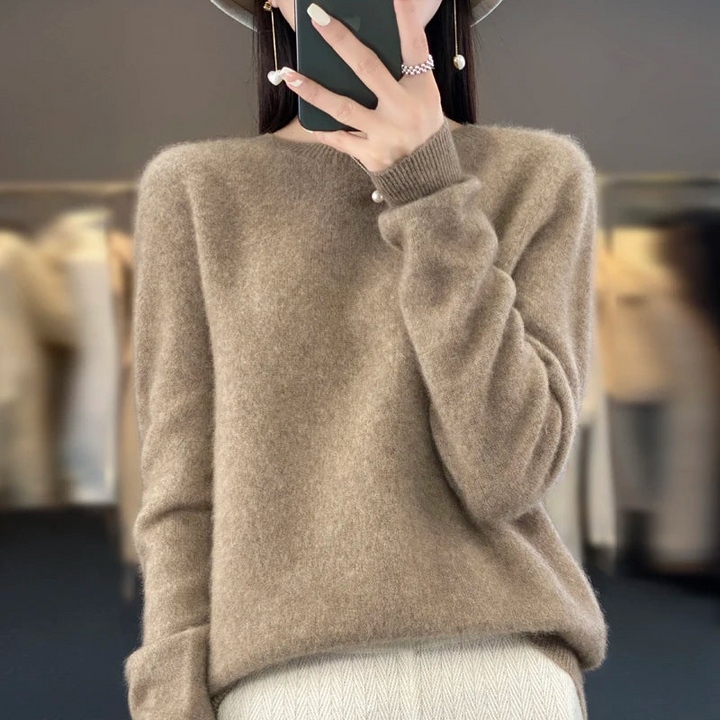 Women's Cashmere Sweater Classic Round Neck Design