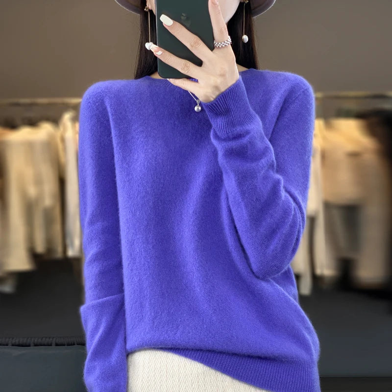 Women's Cashmere Sweater Classic Round Neck Design