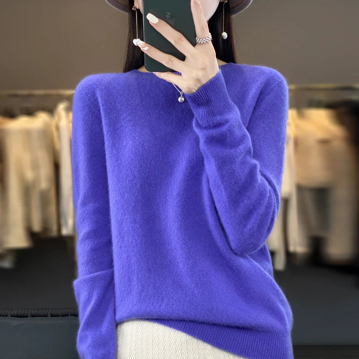 Women's Cashmere Sweater Classic Round Neck Design