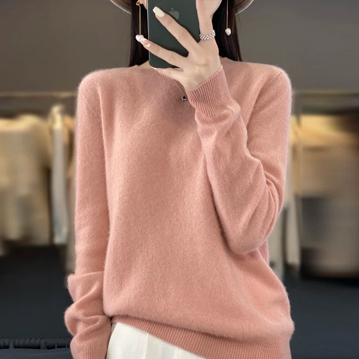 Women's Cashmere Sweater Classic Round Neck Design