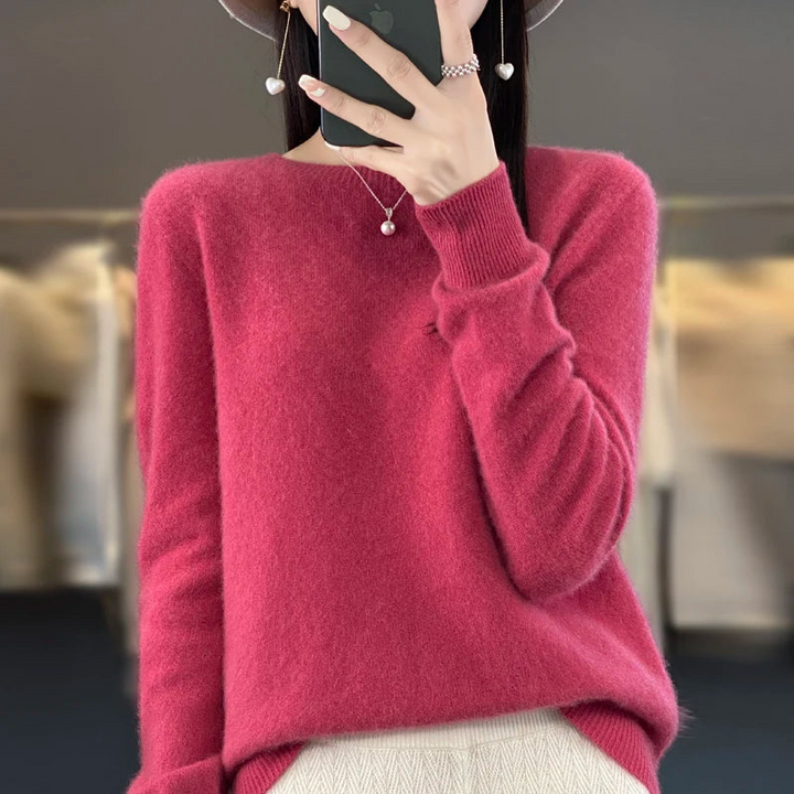 Women's Cashmere Sweater Classic Round Neck Design