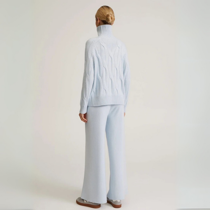 Women's Cashmere Sweater Set with Cable-Knit Details