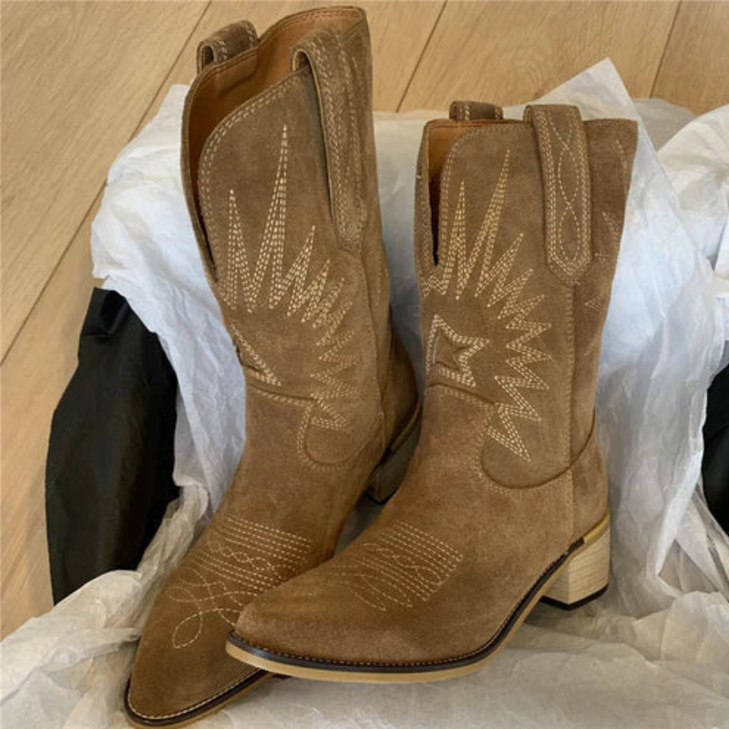 Women's Classic Leather Boots – Block Heel Ankle Style