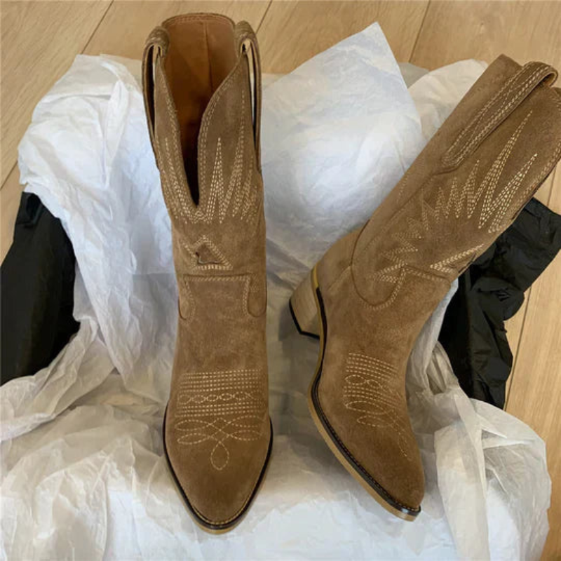 Women's Classic Leather Boots – Block Heel Ankle Style