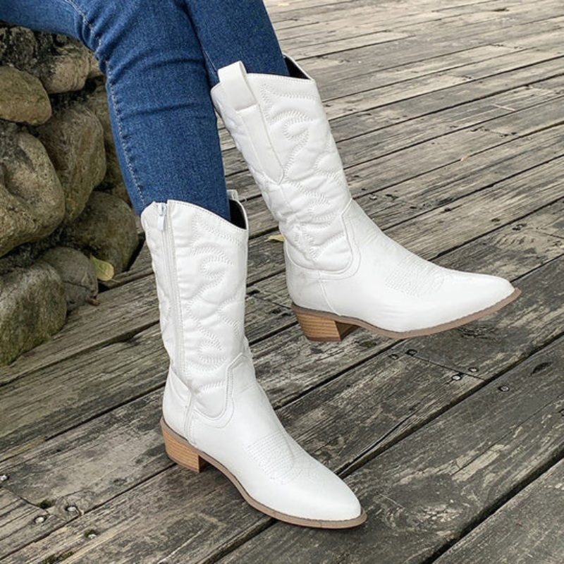 Women's Classic Leather Boots – Block Heel Ankle Style
