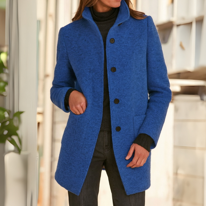Women's Classic Wool Coat – Retro Button Winter Elegance