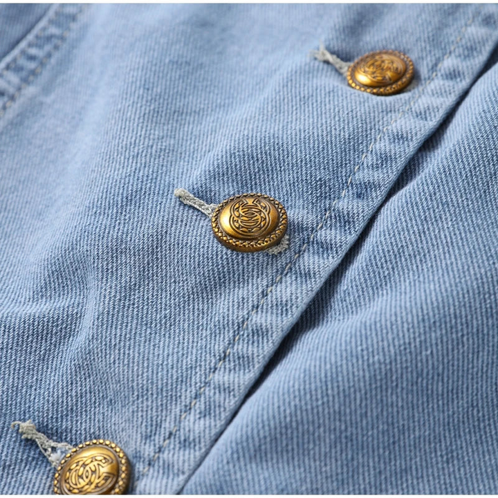 Women's Denim Set Button-Up Vest with Wide Leg Jeans