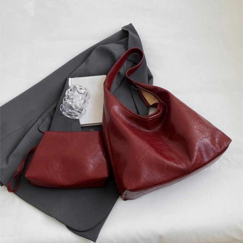 Women's Designer Shoulder Bag – Vintage Handbag with Zipper
