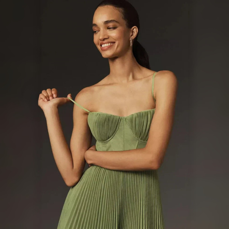 Women's Elegant Cocktail Midi Dress Ruched Tulle A-Line