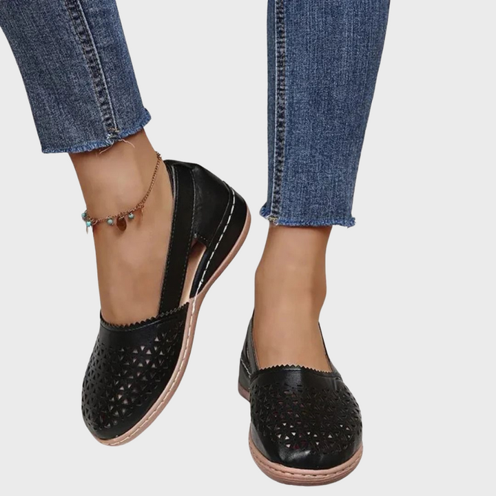 Women's Flat Slip-On Summer Sandals - Cutout Design