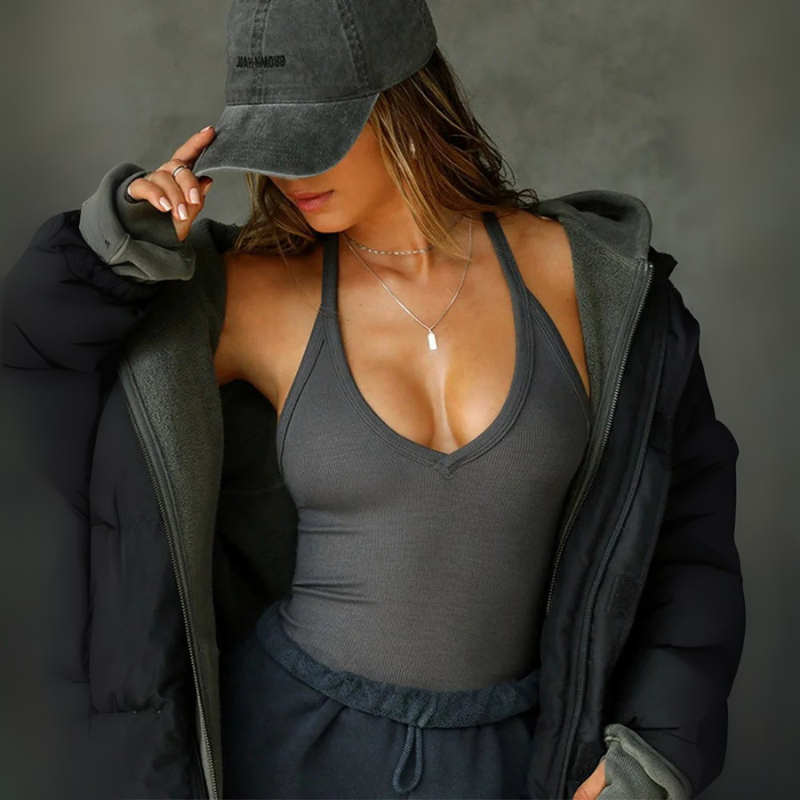 Women's Going Out Tank Top with Deep V-Cut Sleeveless Design