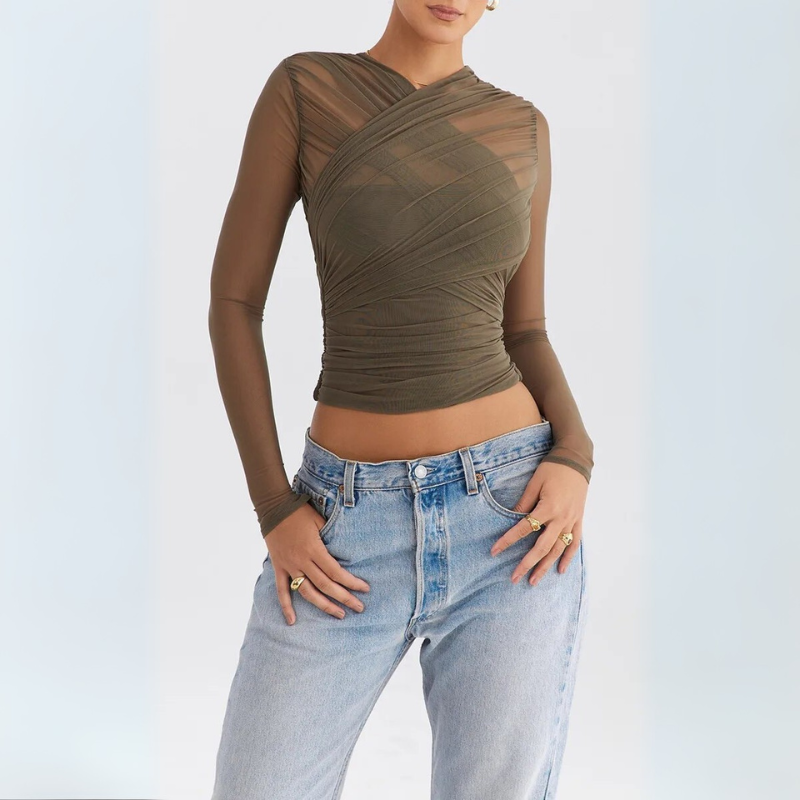 Women's Going Out Top with Criss-Cross Design