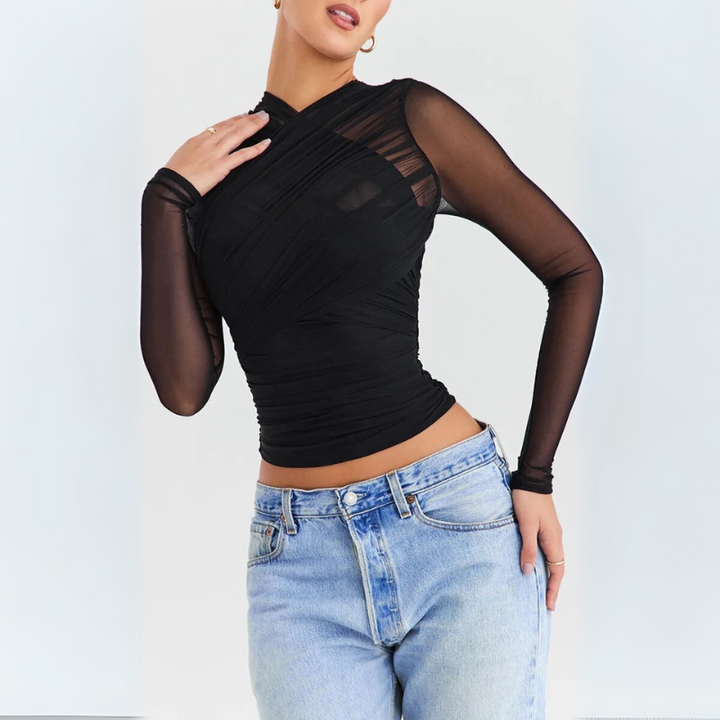 Women's Going Out Top with Criss-Cross Design