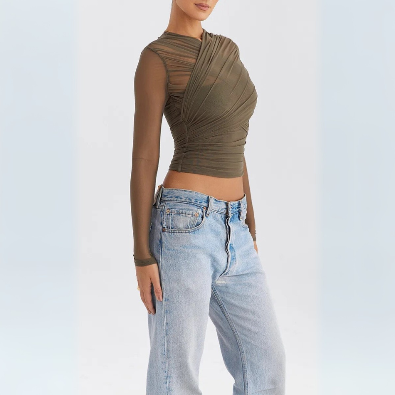 Women's Going Out Top with Criss-Cross Design