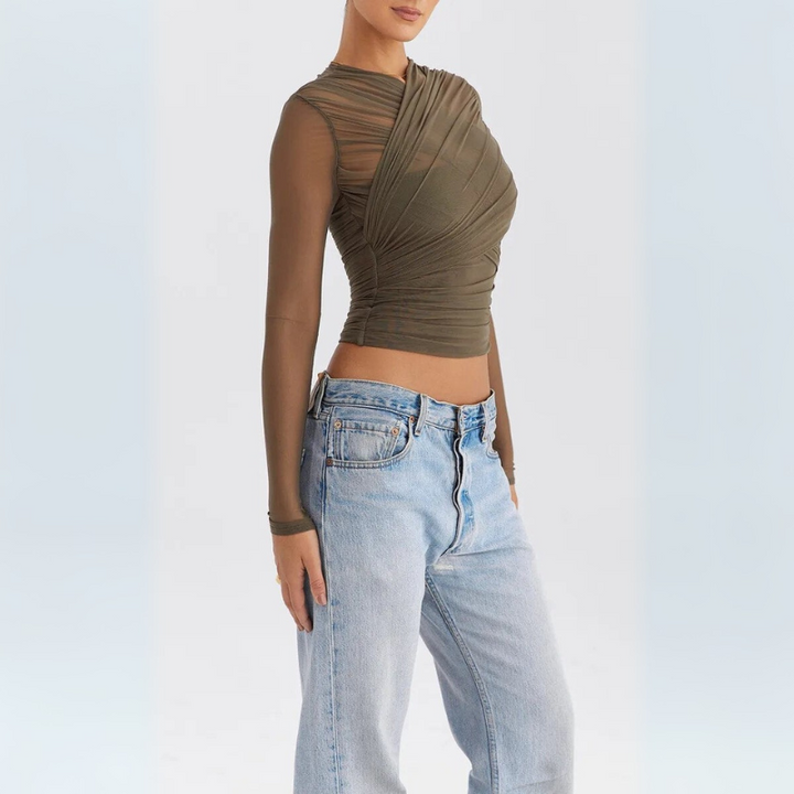 Women's Going Out Top with Criss-Cross Design