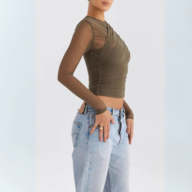 Women's Going Out Top with Criss-Cross Design