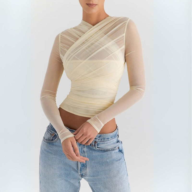 Women's Going Out Top with Criss-Cross Design
