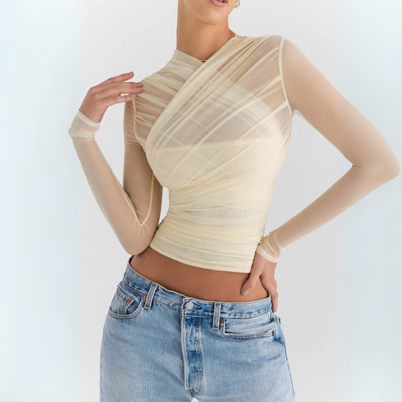Women's Going Out Top with Criss-Cross Design