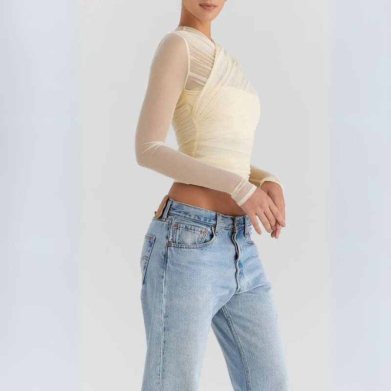 Women's Going Out Top with Criss-Cross Design