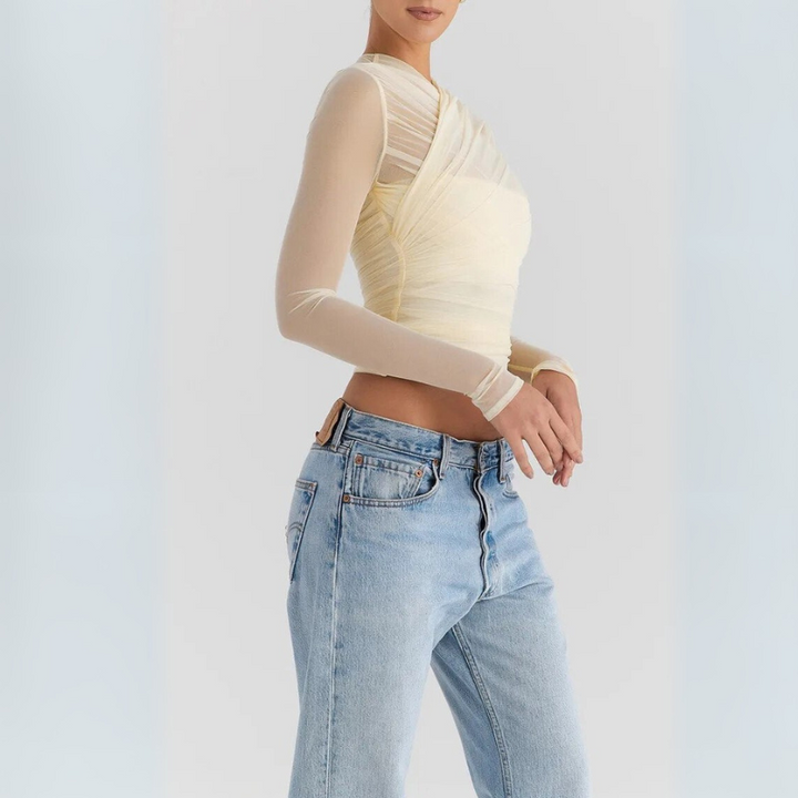 Women's Going Out Top with Criss-Cross Design