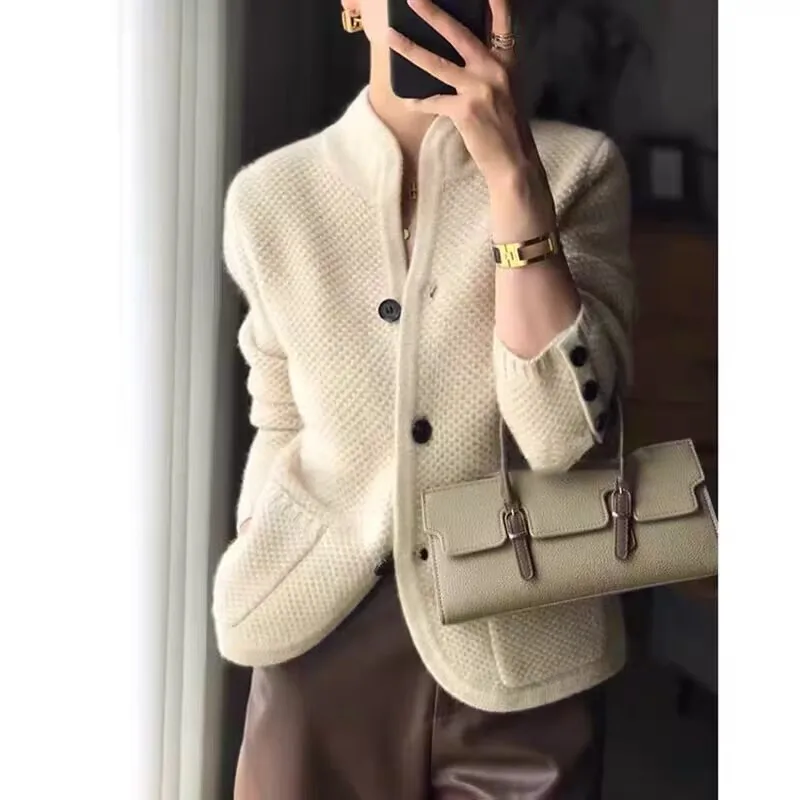 Women's Grace Half-Neck Cardigan with Pockets