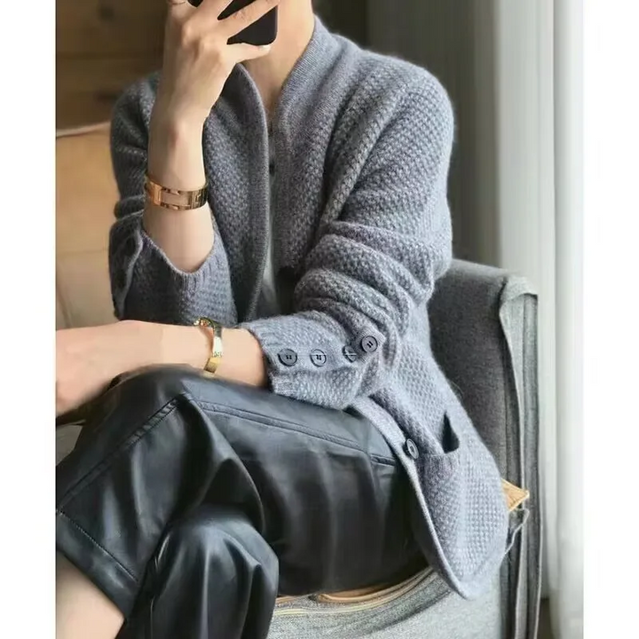 Women's Grace Half-Neck Cardigan with Pockets