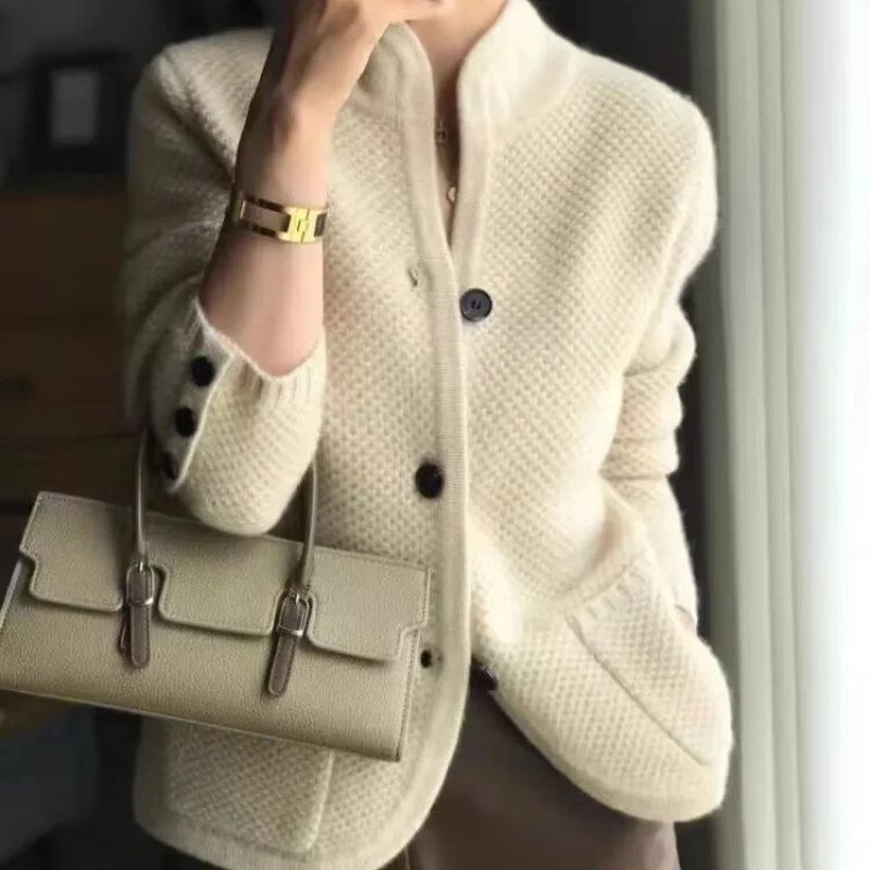 Women's Grace Half-Neck Cardigan with Pockets