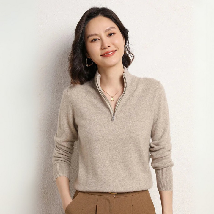 Women's Half Zip Sweatshirt Pullover Sweater with Stand-Up Collar