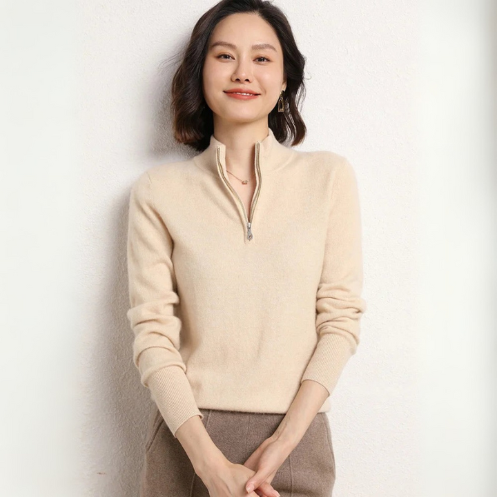 Women's Half Zip Sweatshirt Pullover Sweater with Stand-Up Collar
