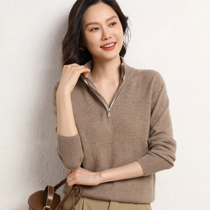 Women's Half Zip Sweatshirt Pullover Sweater with Stand-Up Collar