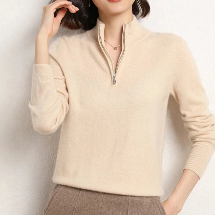 Women's Half Zip Sweatshirt Pullover Sweater with Stand-Up Collar