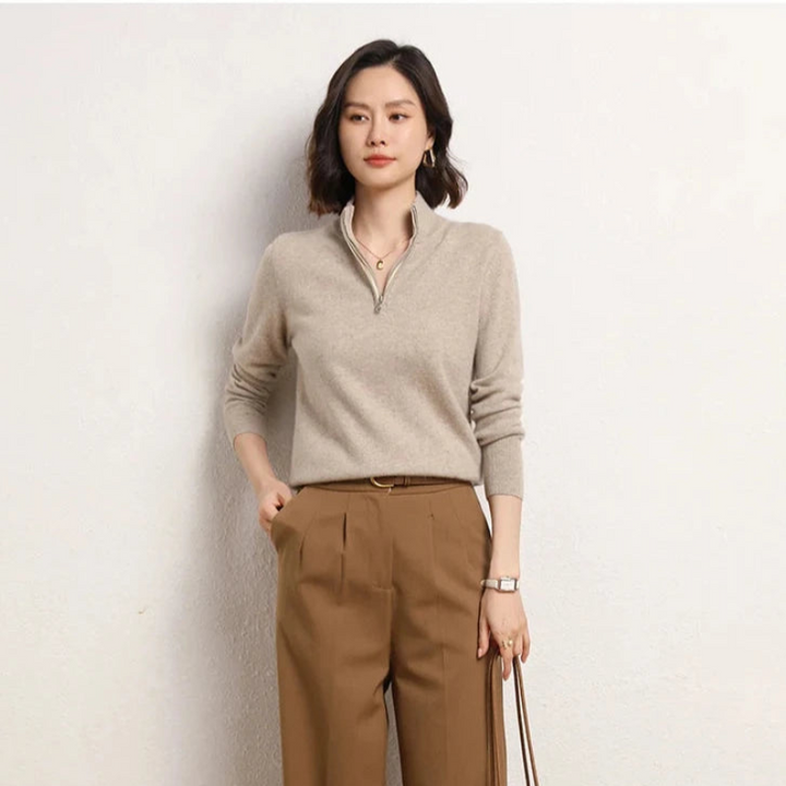Women's Half Zip Sweatshirt Pullover Sweater with Stand-Up Collar