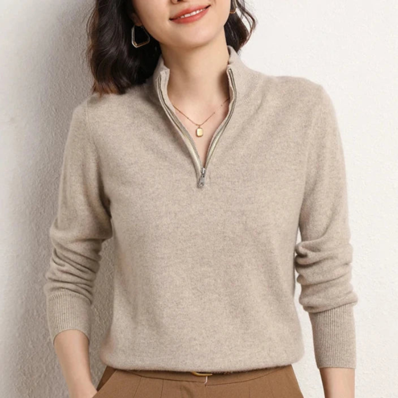 Women's Half Zip Sweatshirt Pullover Sweater with Stand-Up Collar
