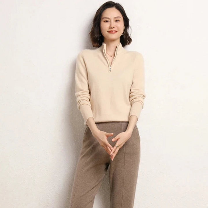 Women's Half Zip Sweatshirt Pullover Sweater with Stand-Up Collar