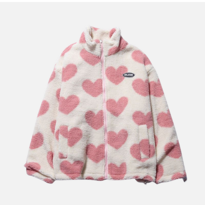 Women’s Heart Pattern Wool Jacket – Chic Everyday Coat