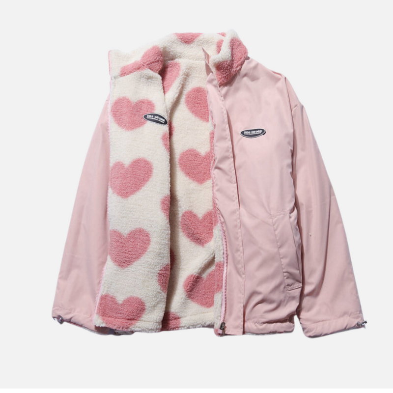 Women’s Heart Pattern Wool Jacket – Chic Everyday Coat